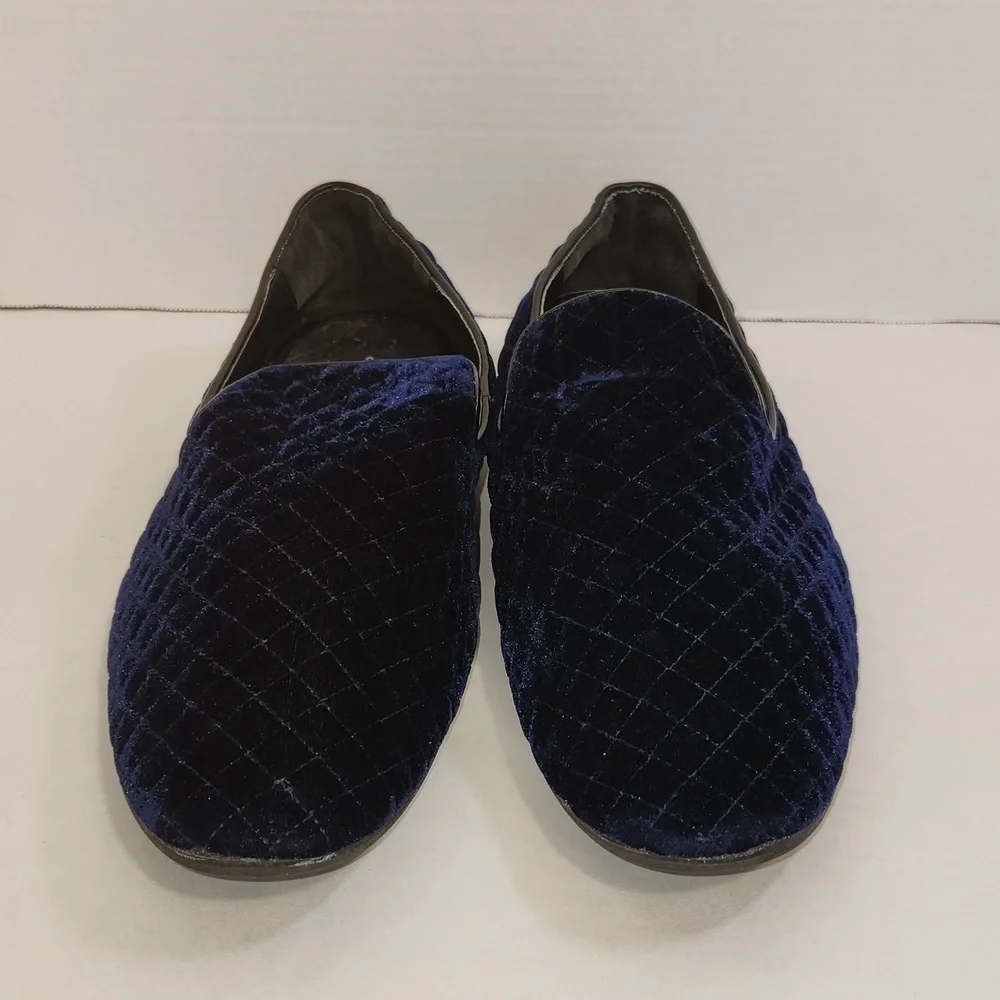Giorgio Brutini “Chatwal” Navy Blue Diamond Stitched Velvet Slip On Loafer Shoes